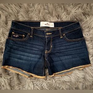 Hollister Blue Jean Shorts with Distressed Hem